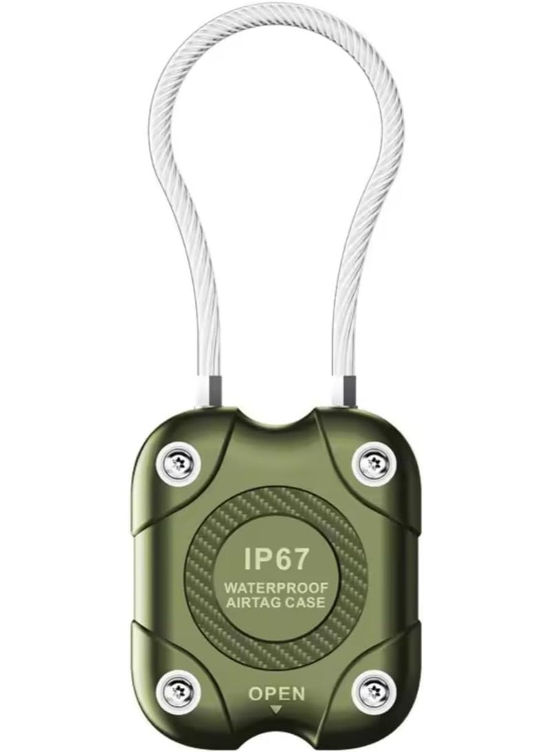 Ecosystem Waterproof Case for AirTags with Wire Cable, IP67 Secure Lock Keychain Holder, 360° Hard Protective Cover for Key Ring, Car, Luggage (Green With Wire) - Image 1